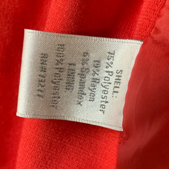 Lauren Conrad Dark Coral Pink Blazer Jacket Open Front Elbow Length Sleeves Sz 4 - Picture 9 of 11